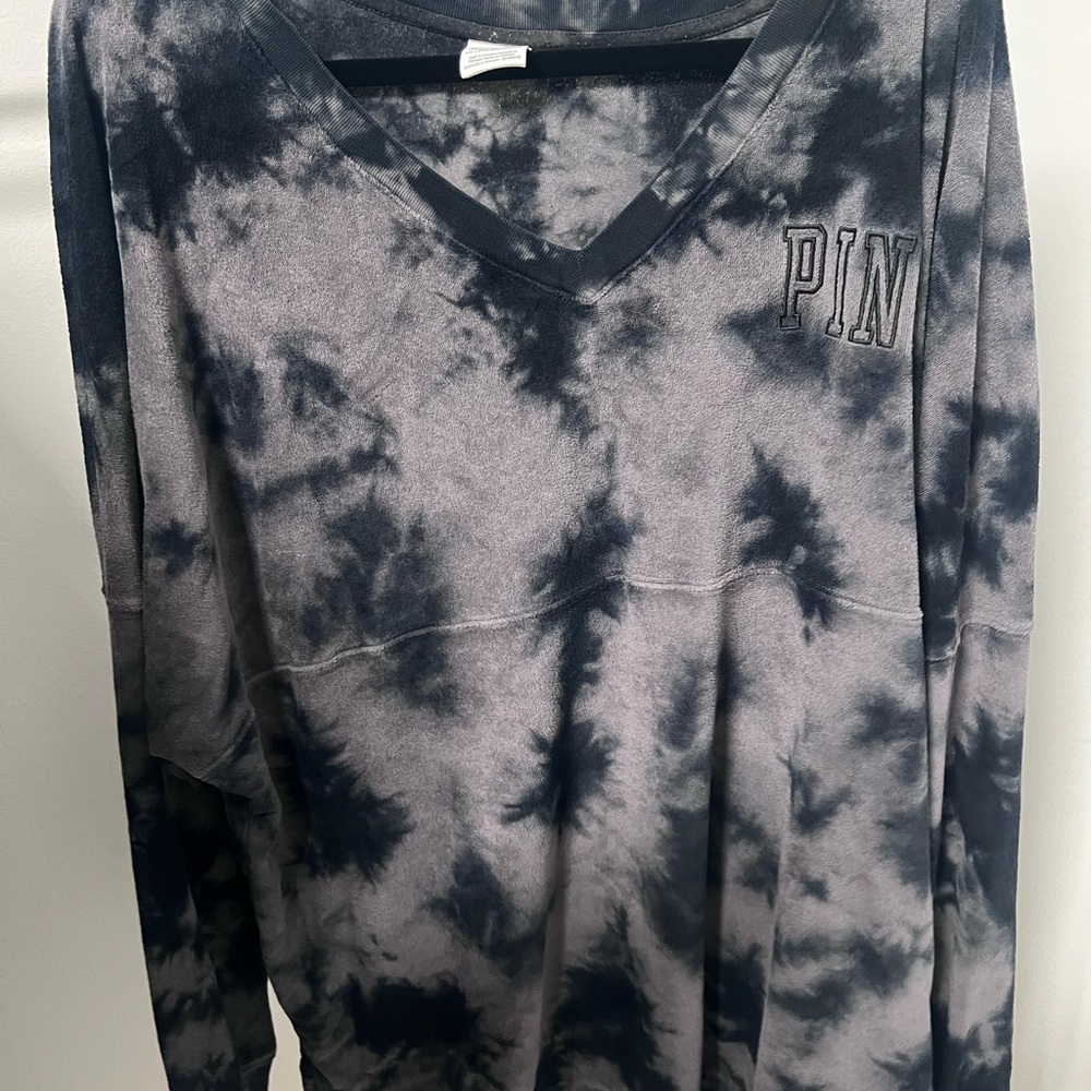 PINK Victoria's Secret Black Tie-Dye Sweatshirt